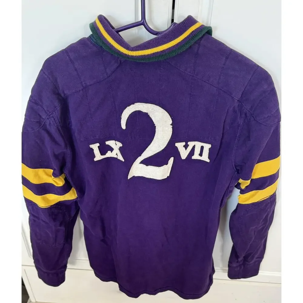 Vintage Polo Ralph Lauren Custom Rugby Shirt Yellow + Purple Size Small